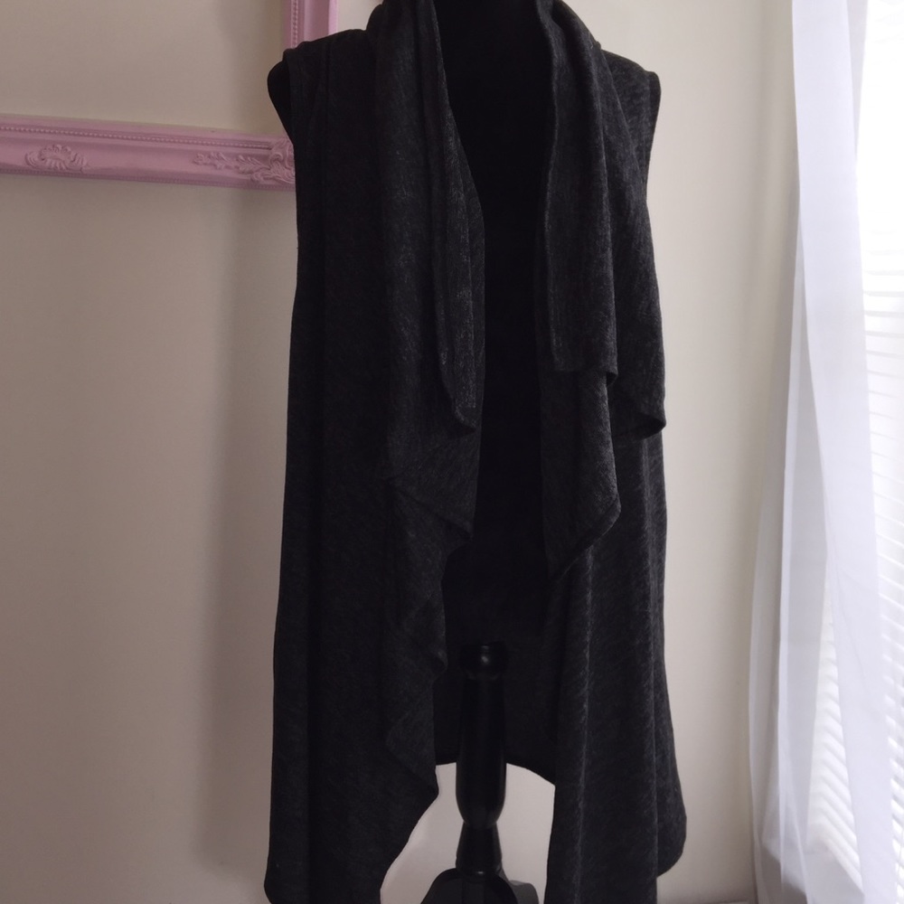 Handkerchief high-low sweater knit vest black - Picture 5 of 8